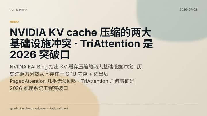 NVIDIA KV cache 压缩的两大基础设施冲突 · TriAttention 几何表征是 2026 推理系统工程突破口 · MIT + NVIDIA + Zhejiang University · ICML 2026